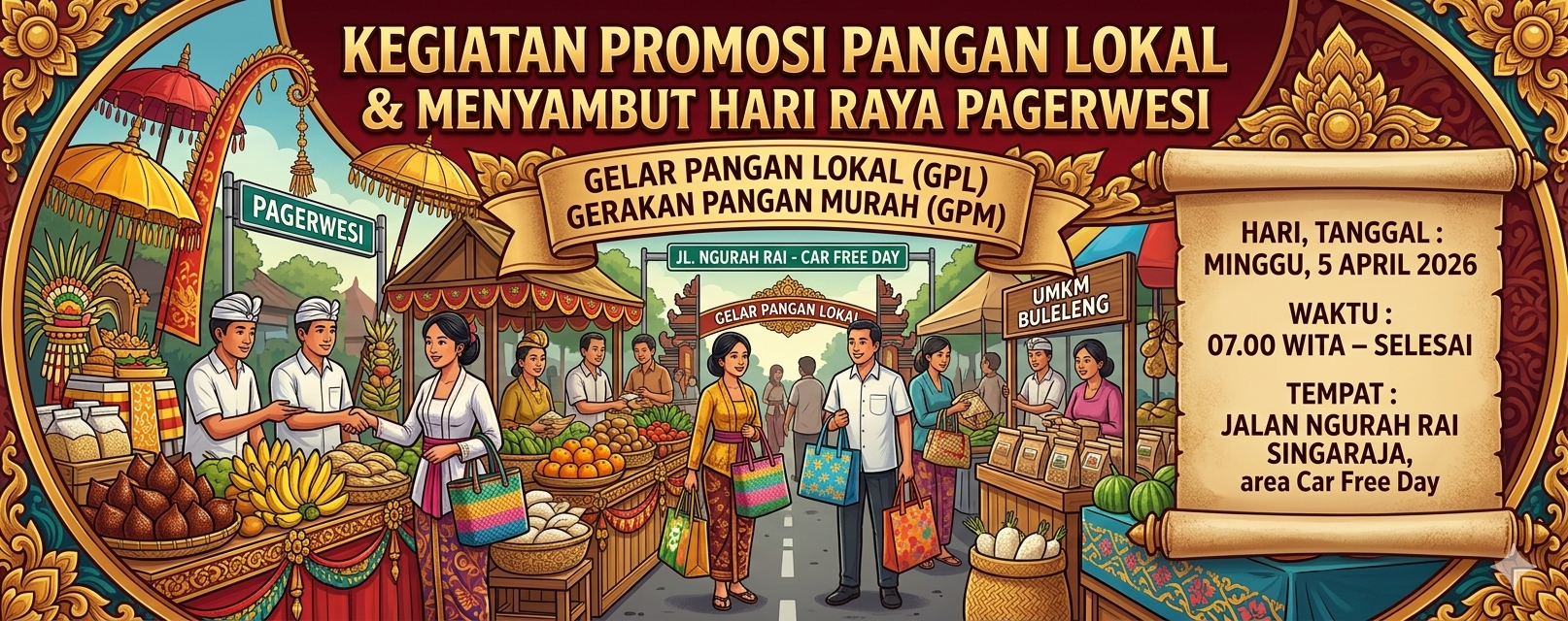 Gelar Pangan Lokal dan GPM Meriahkan Peringatan Pagerwesi di Buleleng