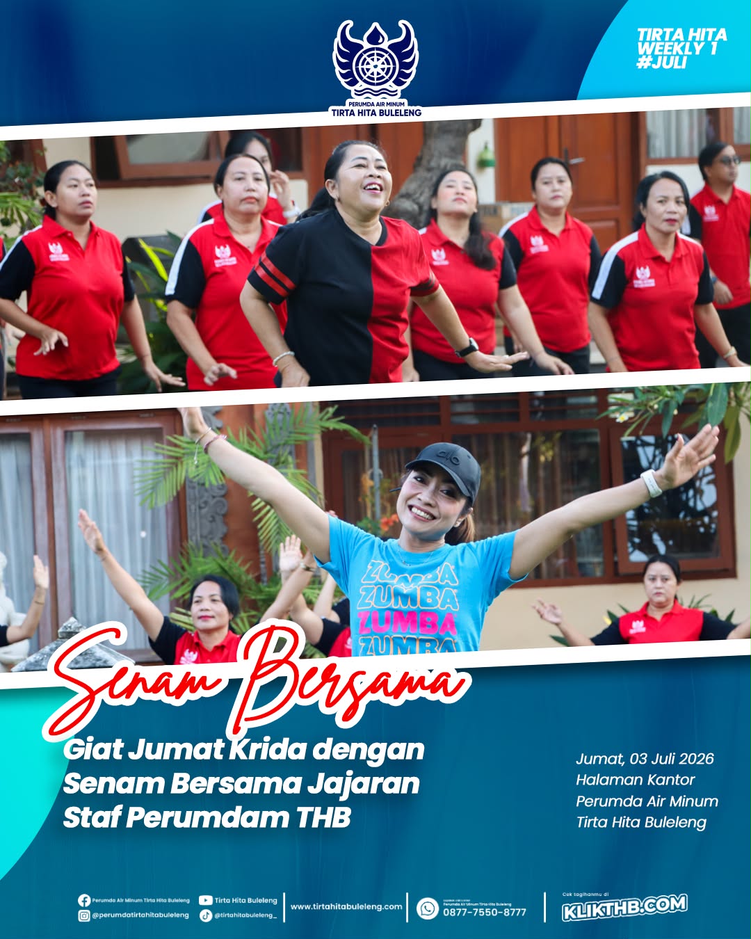 Senam Bersama Warnai Giat Jumat Krida Perumdam Tirta Hita Buleleng