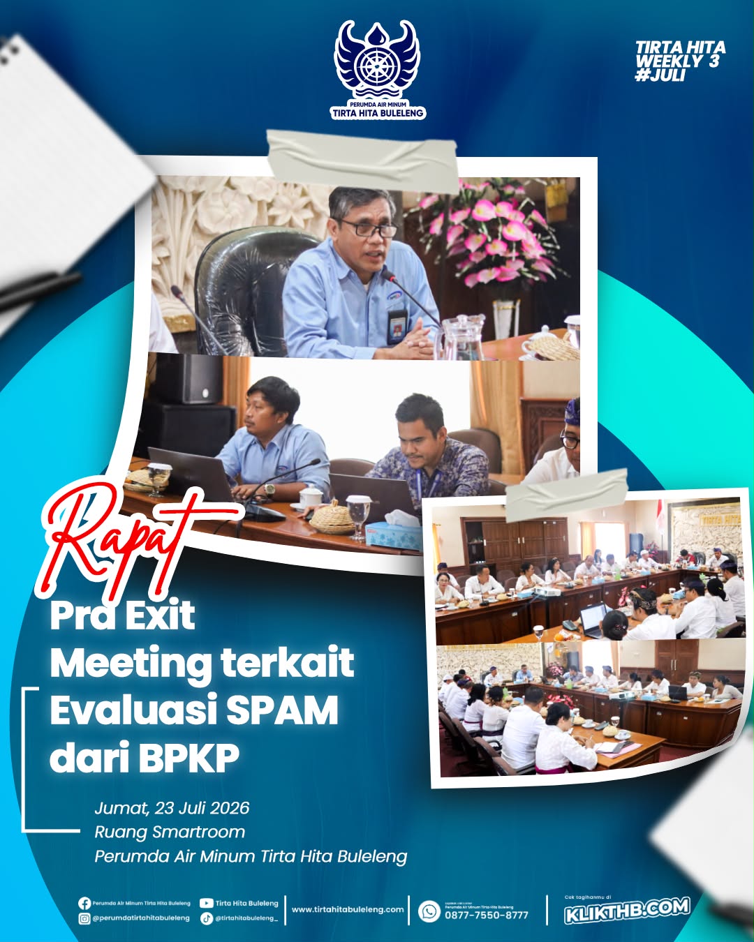 Perumdam THB Gelar Pra Exit Meeting Evaluasi SPAM Bersama BPKP