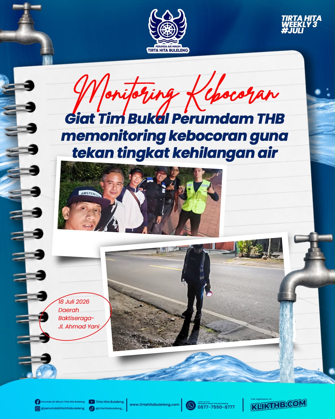 Monitoring Kebocoran Rutin, Perumdam Tirta Hita Buleleng Perkuat Upaya Menekan Kehilangan Air