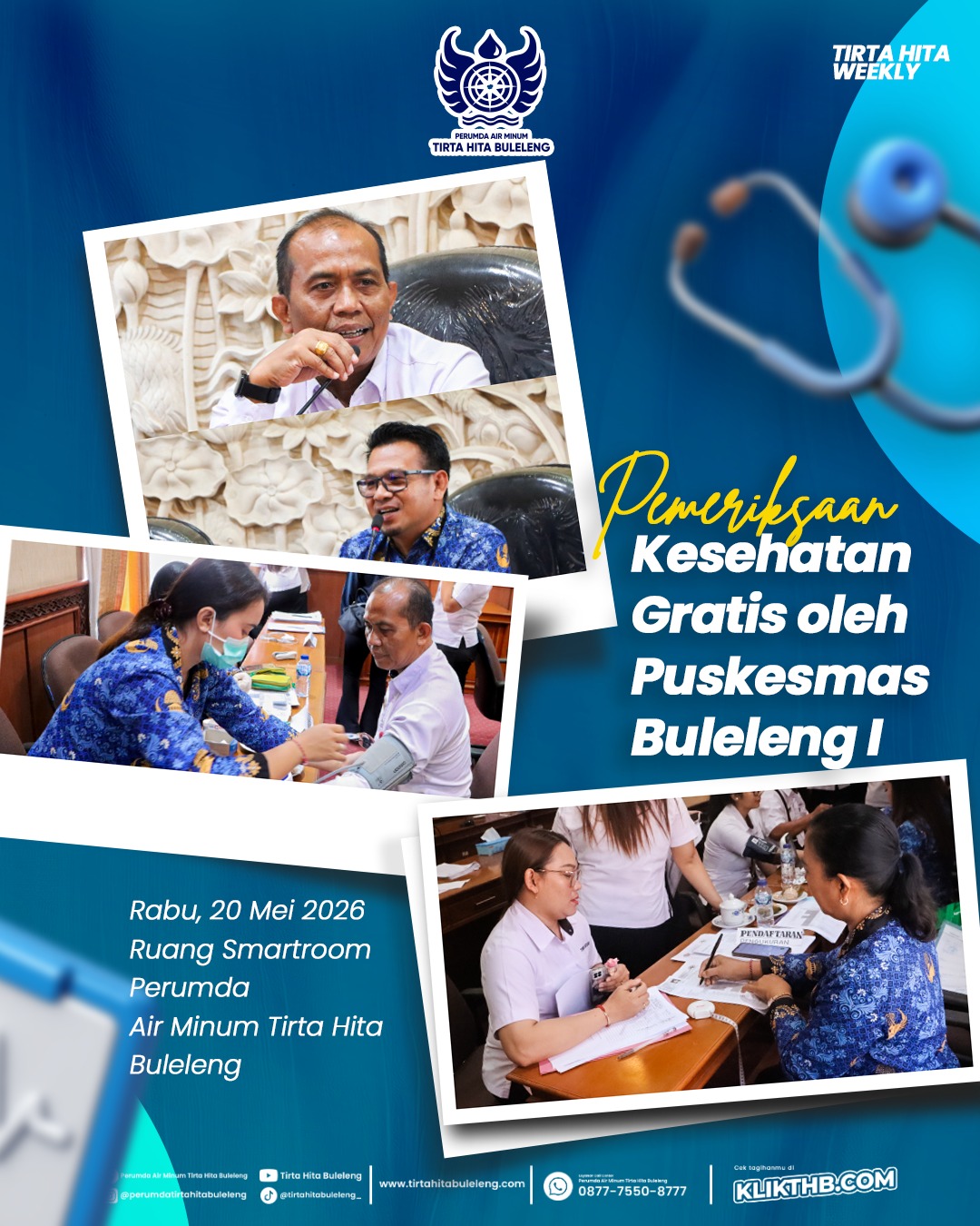 Pemeriksaan Kesehatan Gratis, Perumda Air Minum Tirta Hita Buleleng Gandeng UPTD Puskesmas Buleleng I