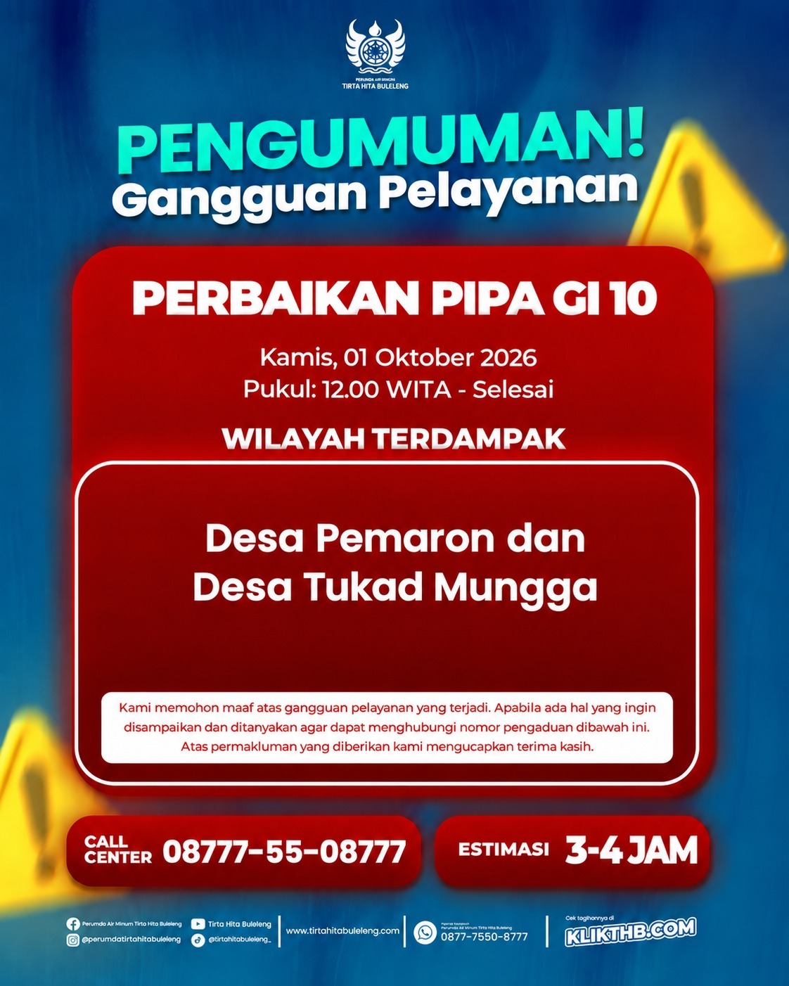 Pengumuman Gangguan Pelayanan